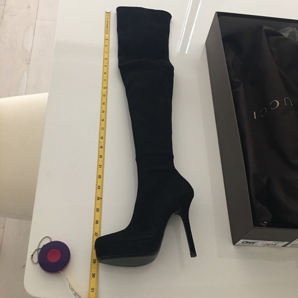Gucci Black Suede Leather 36.5 Over The Knee Boots - Picture 9 of 13